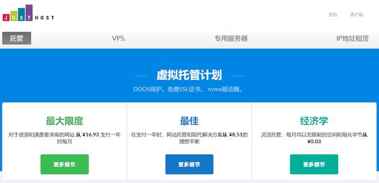 俄罗斯JustHost优惠码汇总 - 全球30+多机房的服务商 可免费换IP - 第1张